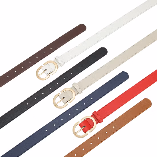 Multiple Colors Fashion Pattern Buckle Woman Belt Thin Leather Luxury Ladies Belts for Dress Women