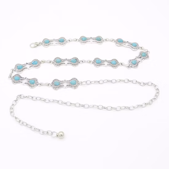 卸売西洋牛スタイル オーバル ダイヤモンド ターコイズ ストーン コンチョ チェーン ベルト Bc22027